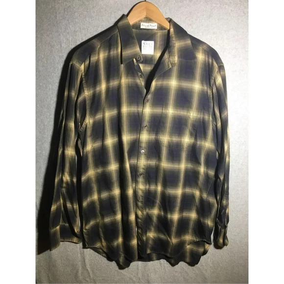 Mens Saks Fifth Avenue Button Down Shirt Plaid Casual Vintage Made in USA - Picture 1 of 5